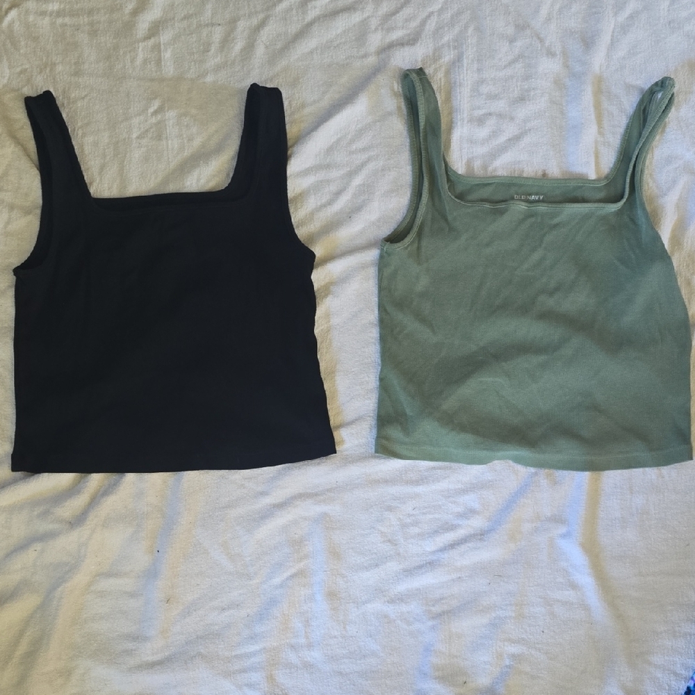 Old Navy Black and Green Tank Tops